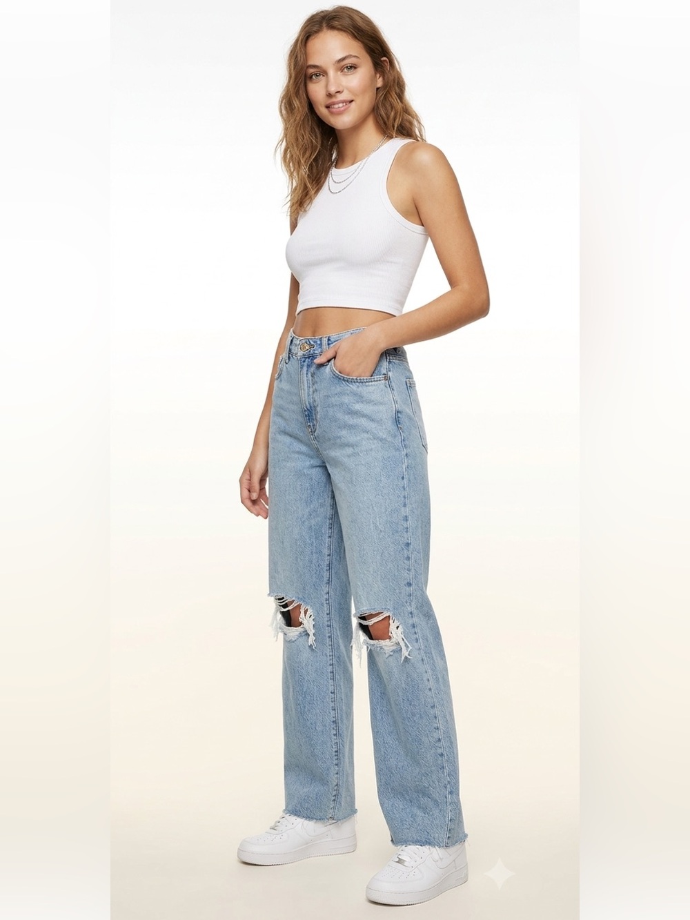 Garage Blue Highrise Wide Leg Jeans Size 7 Cotton